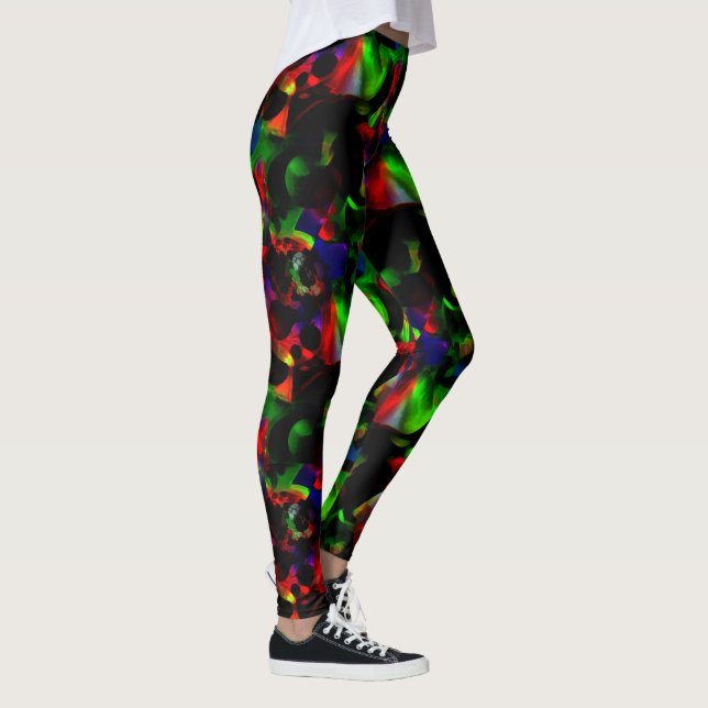 Oljig grönt och rödfläckar med mörk leggings (Höger)