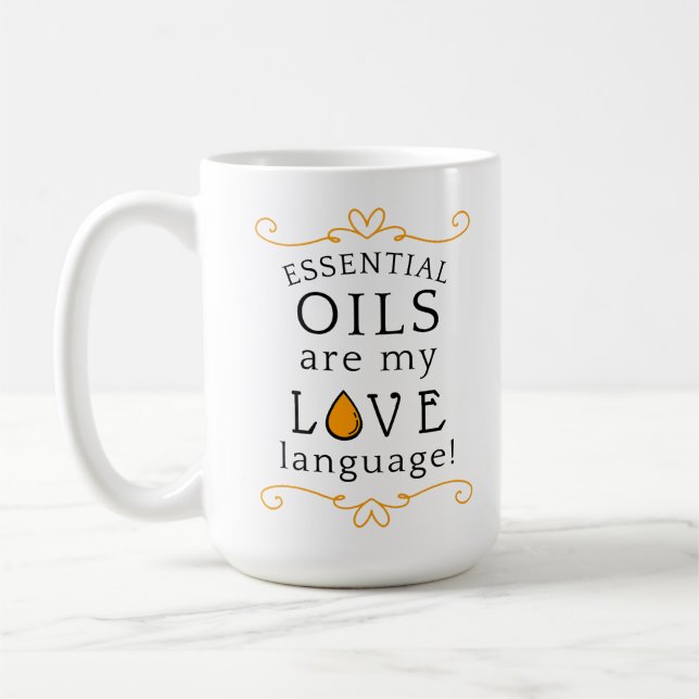 Oljor Är Mitt Kärleksspråk Kaffe Mugg Gul/Guld (Vänster)