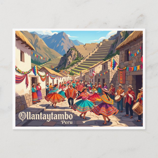 Ollantaytambo Peru Vykort (Framsida)