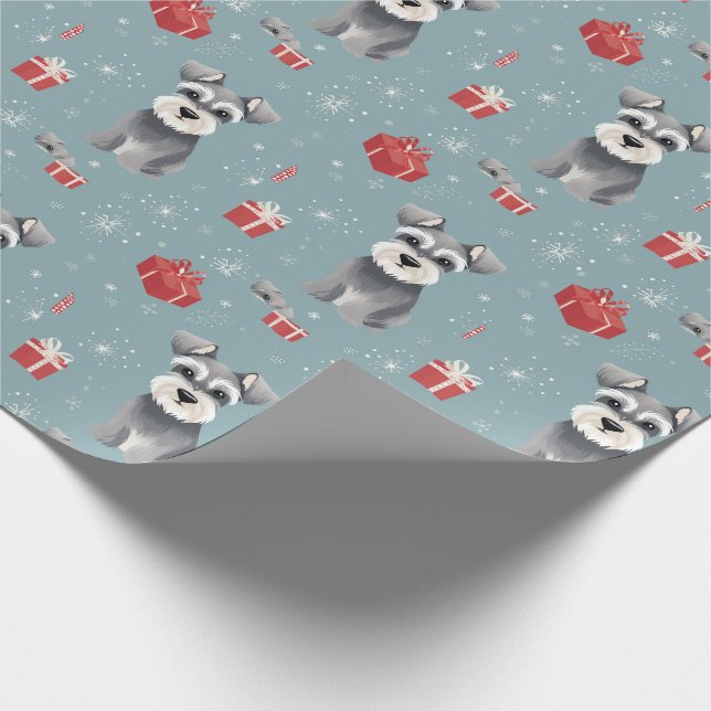 Ollie Mini Schnauzer Julafton Wrapping Papper Presentpapper (Hörn)