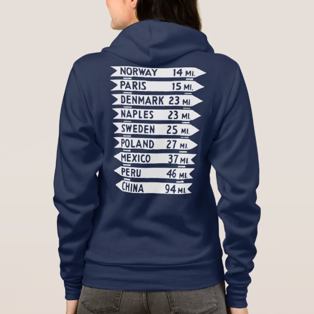 Ol'Maine Signpost Mörk Zip Hoodie T Shirt (Baksida)
