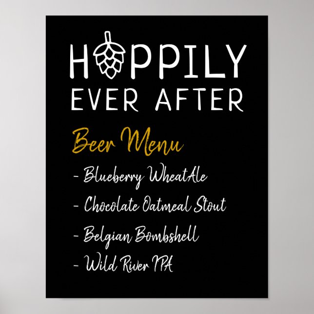 Ölmeny Hoppily Ever After Bröllop Bröllopsfest Poster (Framsidan)