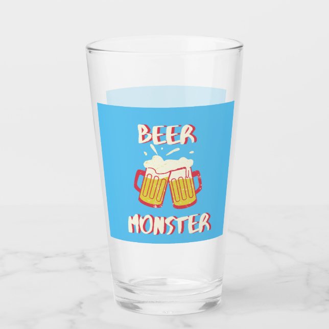 Ölmonster | Blå Bakgrund Glasvaror Glaskopp (Framsida)