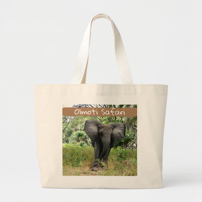 Olmoti Safari Elephant Tote Bag Jumbo Tygkasse (Framsidan)
