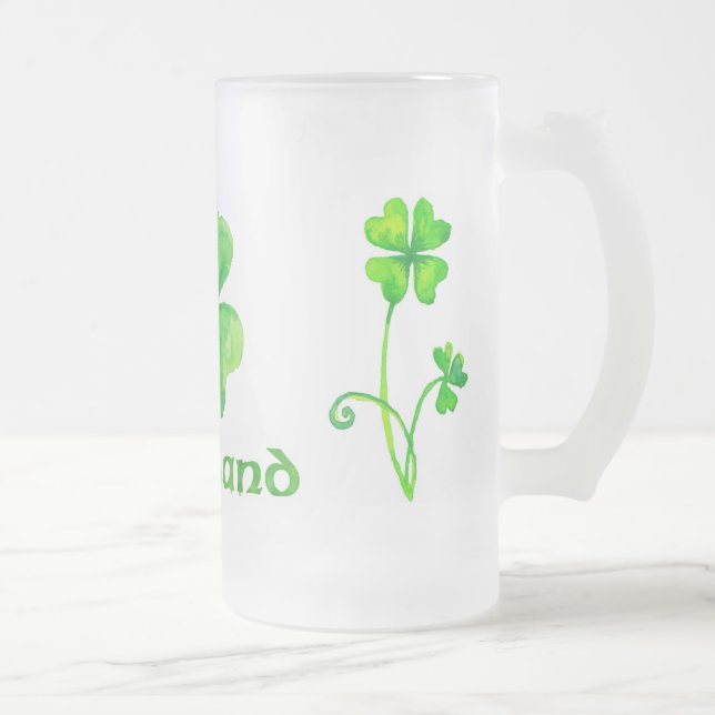 Ölmugg med aquarelleshamrocks frostat ölglas (Höger)
