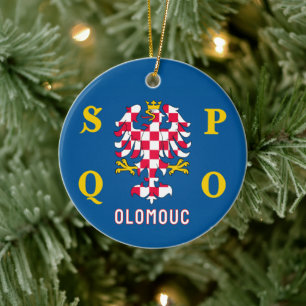 Olomoucs flagga julgransprydnad keramik