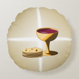 Olossat bröd och Vin den sista leveransen Påsk Rund Kudde