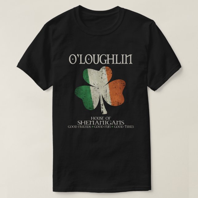 O'Loughlin efternamn Familj Irland Irländska huset T Shirt (Design framsida)