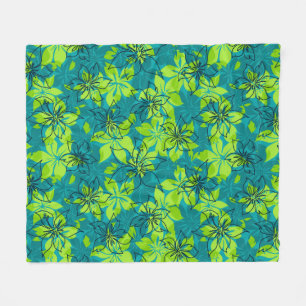 Olowalu Hibiscus Hawaiian Camo Aloha Shirt Print Fleecefilt