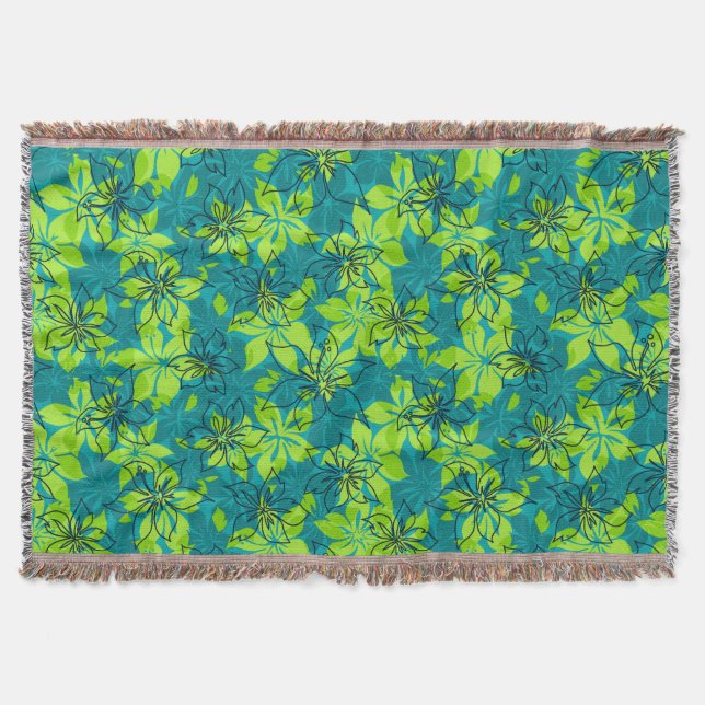 Olowalu Hibiscus Hawaiian Camo Throw Blankets Mysfilt (Framsidan)