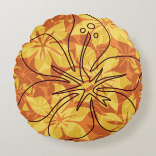 Olowalu Hibiscus Hawaiian Kamouflage Reversibel Rund Kudde