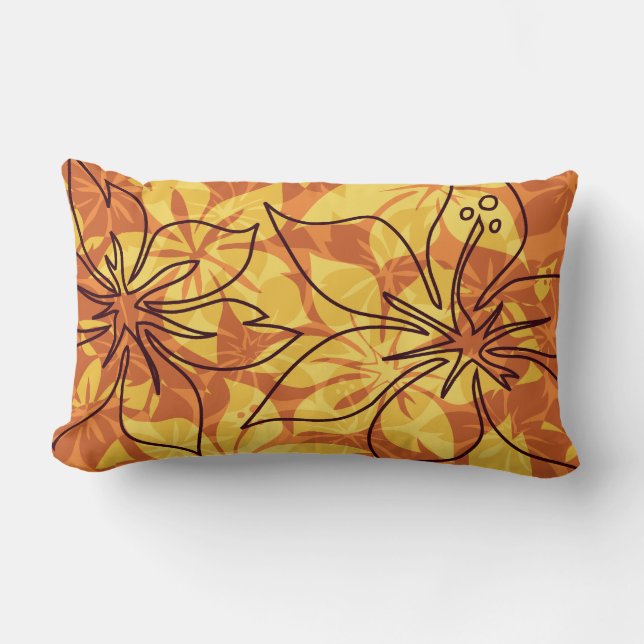Olowalu Hibiscus Hawaiianska Reversibla Ländpinnar Lumbarkudde (Framsida)