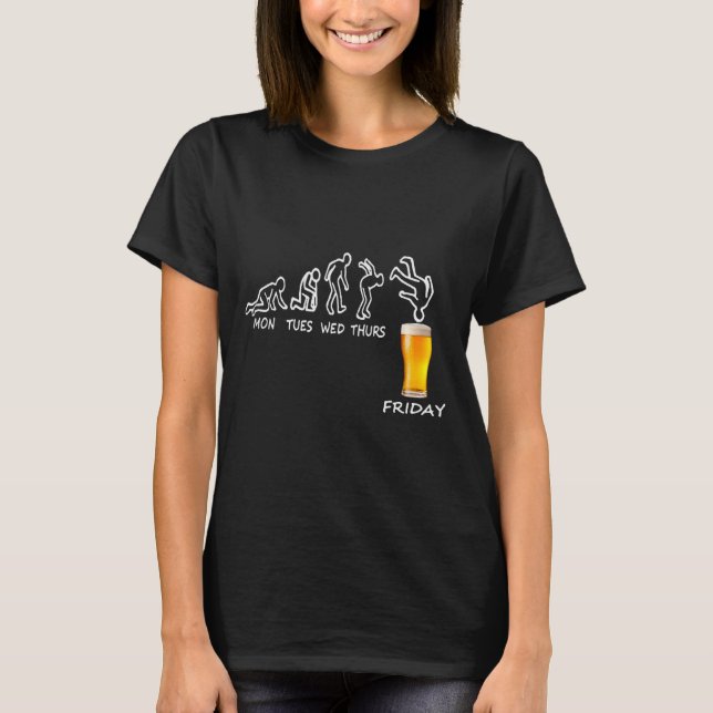 Ölpresent redo för fredag, arbetsvecka Roligt öl T Shirt (Framsida)
