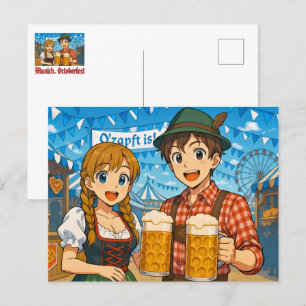 Ölsmakning under Oktoberfest i München, Tyskland Vykort