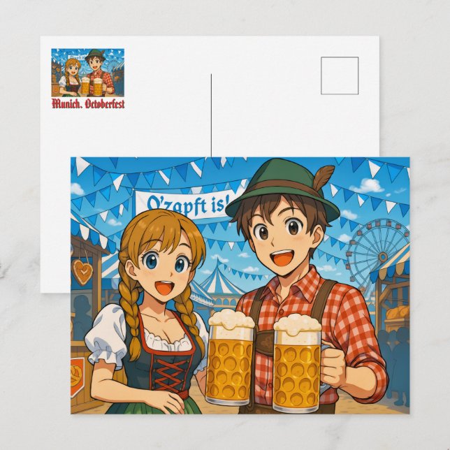 Ölsmakning under Oktoberfest i München, Tyskland Vykort (Fram/baksida)