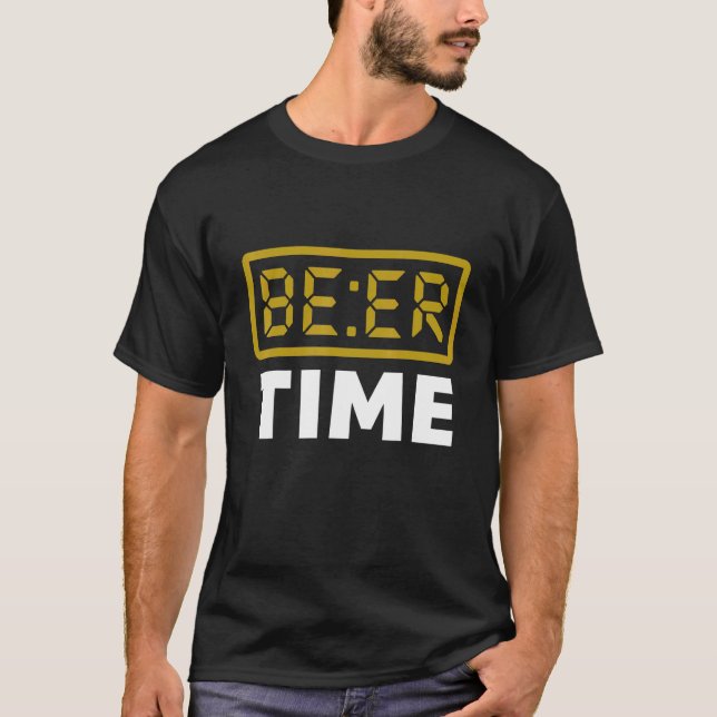 Öltid Digital Klocka Öl T Shirt (Framsida)