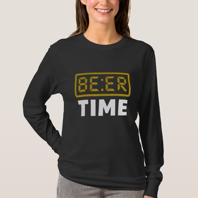 Öltid Digital Klocka Öl T Shirt (Framsida)