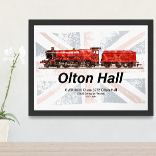 Olton Hall Ånglok Ångtåg engelskt lok Poster