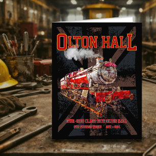 Olton Hall Vintage Steam Tåg English Locomotive Tack Kort