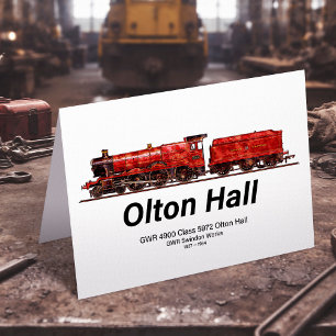 Olton Hall Vintage Steam Tåg English Locomotive Tack Kort