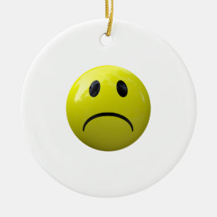 olycklig ansikte emoji julgransprydnad keramik