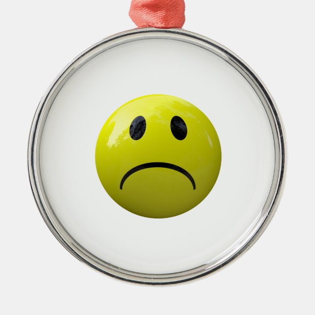 olycklig ansikte emoji julgransprydnad metall (Framsidan)