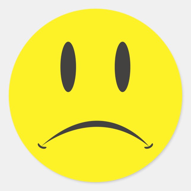 Olycklig Ansikte Runt Klistermärke (Framsida)