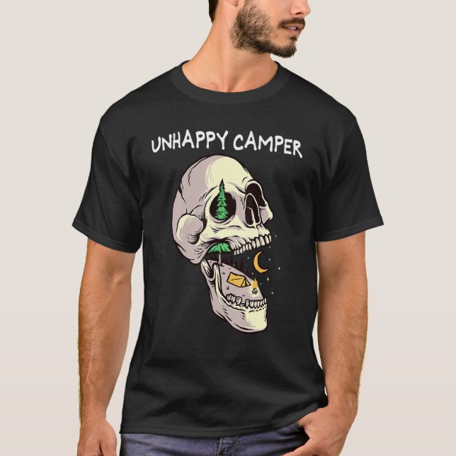 Olycklig Camper Camping utomhus Olycklig C T Shirt (Framsida)