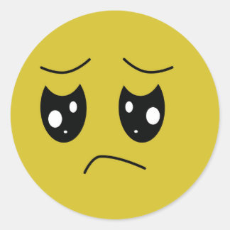 Olycklig känslokänsla runt klistermärke