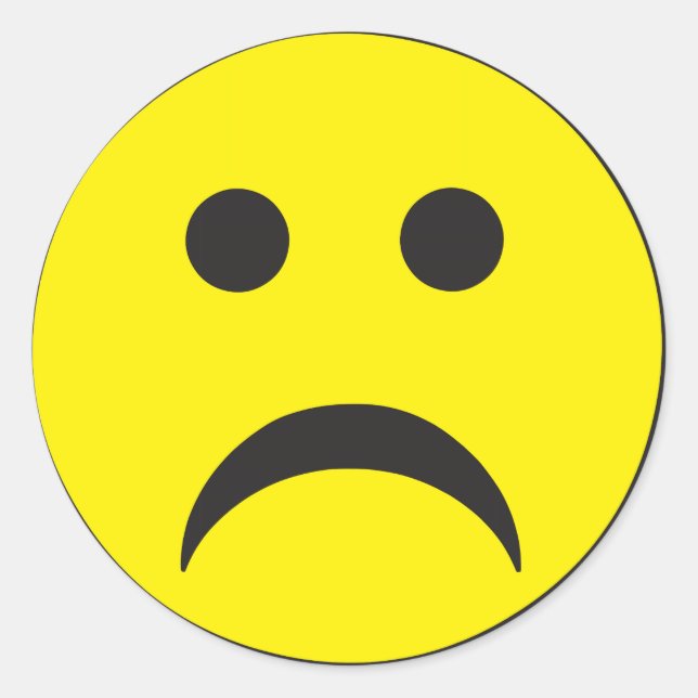 Olycklig Sadness Ansikte Runt Klistermärke (Framsida)