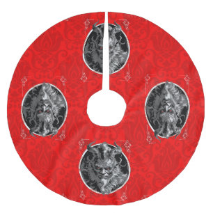 olycksbådande julkrampus röd damm julgransmatta borstad polyester