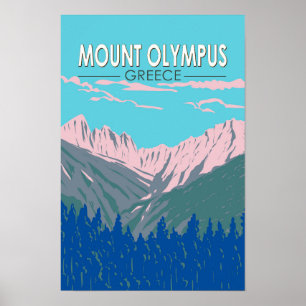 Olympen Grekland Resa Konst Vintage Poster