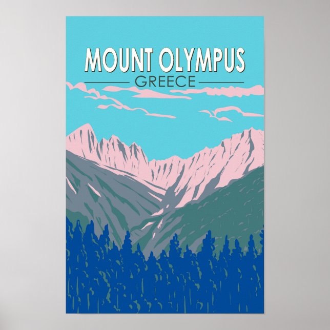 Olympen Grekland Resa Konst Vintage Poster (Framsidan)