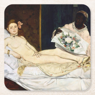 Olympia, Edouard Manet, 1863 Underlägg Papper Kvadrat