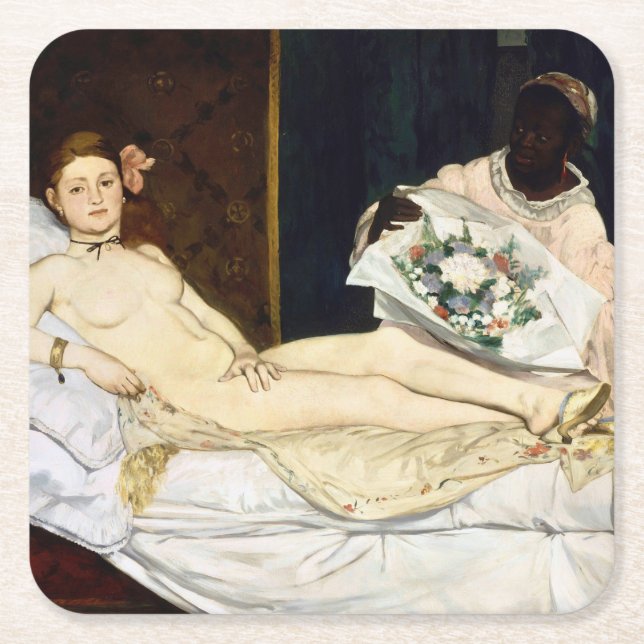 Olympia, Edouard Manet, 1863 Underlägg Papper Kvadrat (Framsidan)