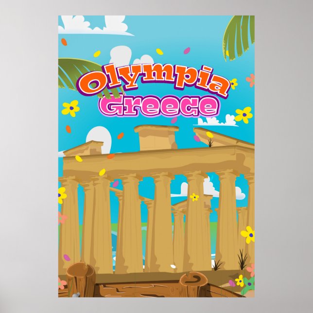 Olympia Greece-reseaffisch. Poster (Framsidan)
