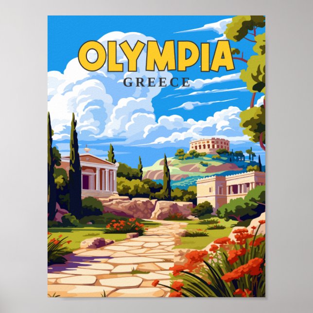 Olympia Greece vintage resor illustration Poster (Framsidan)