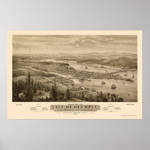 Olympia panorama- karta för WA - 1879 Poster