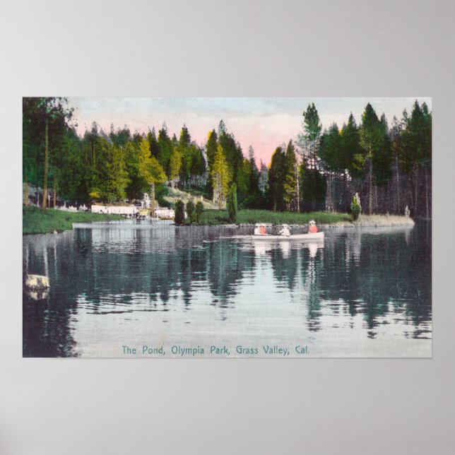 Olympia Park View of the Pond, Rowboat Scene Poster (Framsidan)