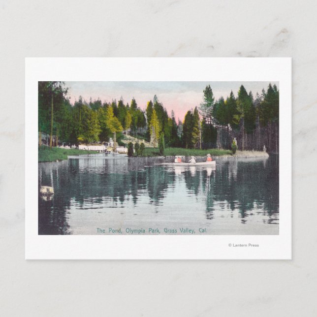 Olympia Park View of the Pond, Rowboat Scene Vykort (Framsida)