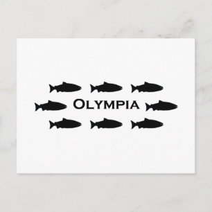 Olympia Washington Salmon Logotyp Vykort