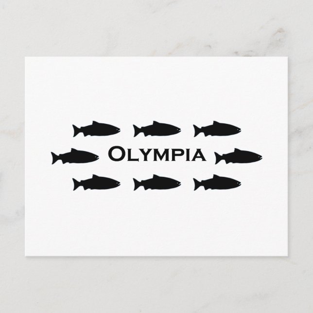 Olympia Washington Salmon Logotyp Vykort (Framsida)