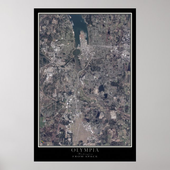 Olympia Washington Satellite Poster Karta (Framsidan)