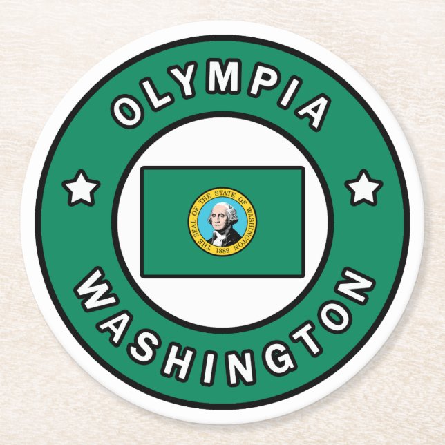 Olympia Washington Underlägg Papper Rund (Framsidan)