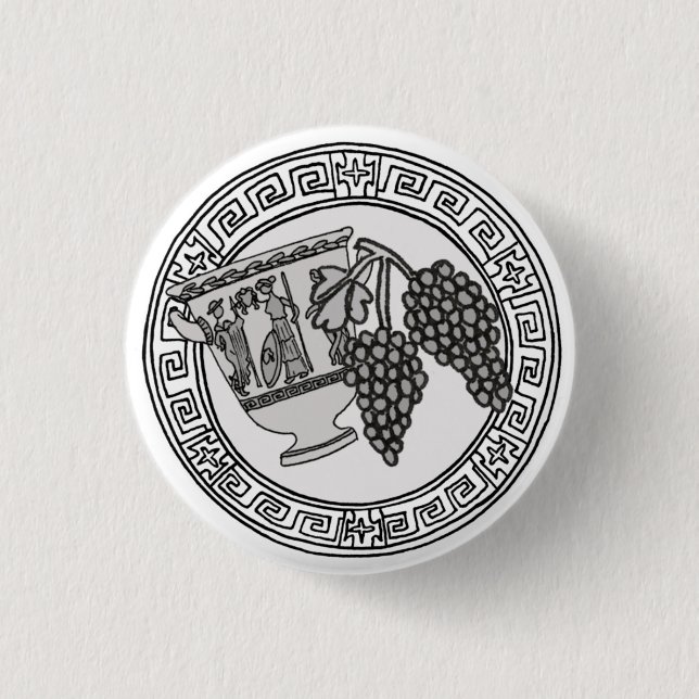 Olympianerna! Dionysus/Bacchus symbol emblem Knapp (Framsida)