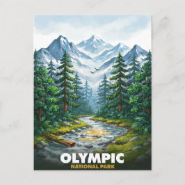 Olympic National Park Berg Flod Resa Vykort