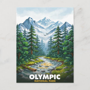 Olympic National Park Berg Flod Resa Vykort