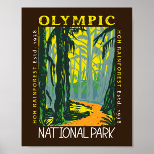 Olympic National Park Hoh Rainforest Distress Poster