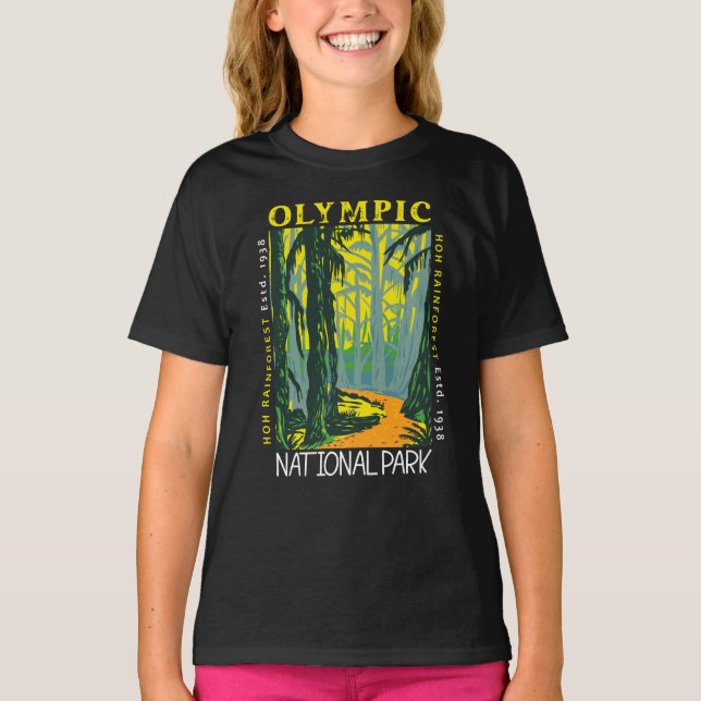 Olympic National Park Hoh Rainforest Distress T Shirt (Framsida)