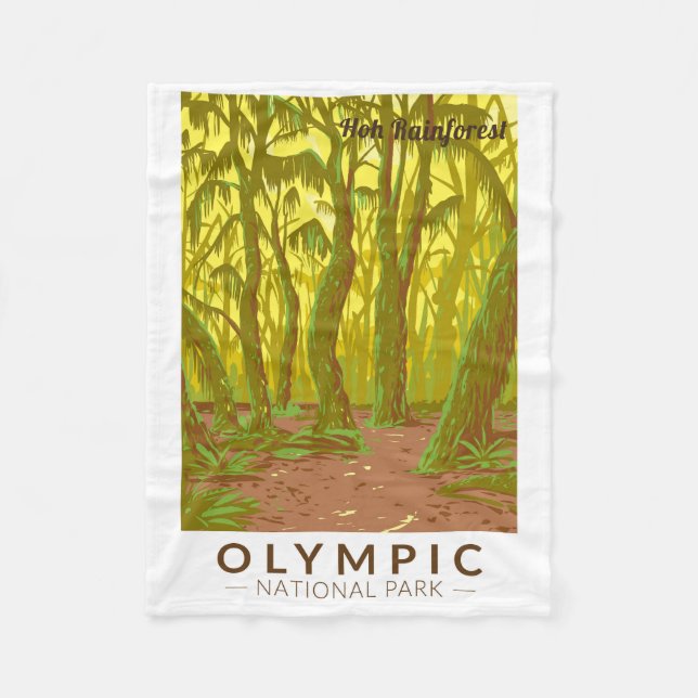 Olympic National Park Hoh Rainforest Travel Art Fleecefilt (Framsidan)